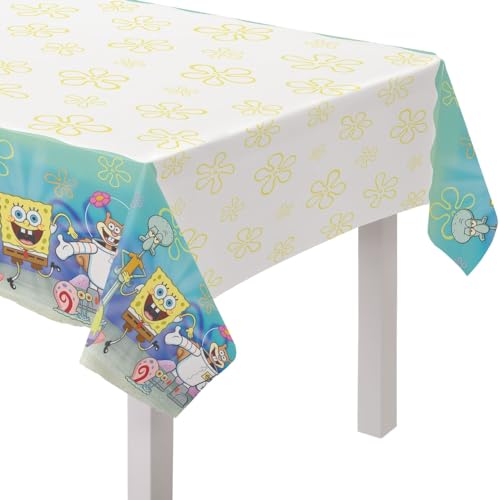 Spongebob Plastic Table Cover, 54" x 96" - Perfect for Kids' Parties