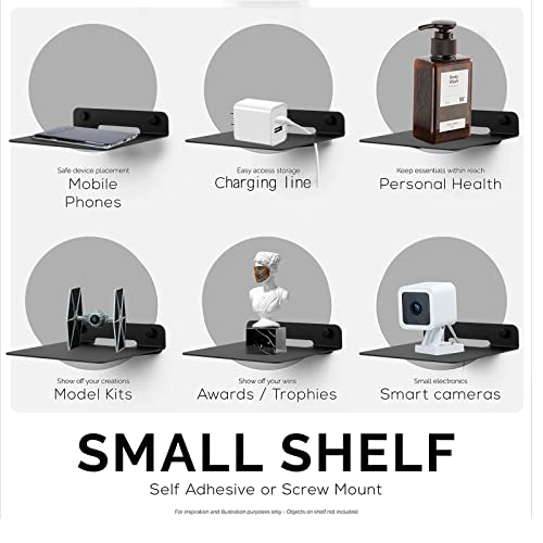 TRINENOX Small Floating Wall Shelf, 6.1 x 5.12 Inch Aluminum Metal Mount