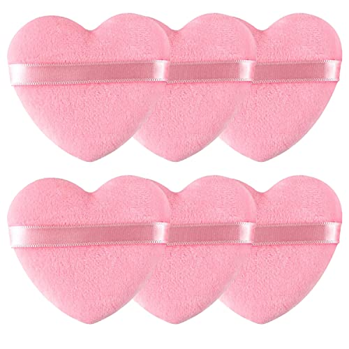 Spunspon 6-Piece Heart Shape Makeup Powder Puff Velour Sponge