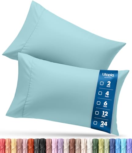 Spa Blue King Size Pillow Cases Set of 4, Ultra Soft Microfiber