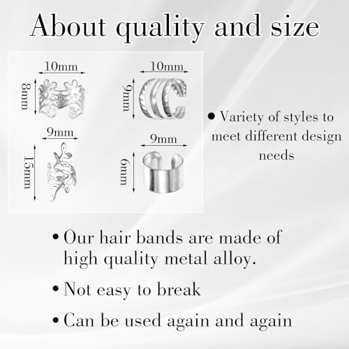 Ymapinc 40Pcs Silver Hair Cuffs for Braids & Dreadlocks Metal Jewelry