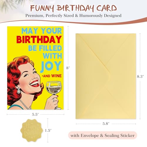 Humorous Vintage Birthday Card for Wine Lovers - 5.5x8
