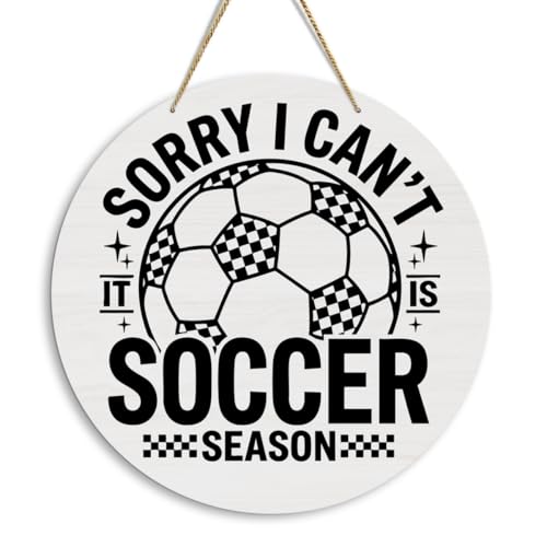 Soccer Wooden Door Decor Sign - 11.8 Inch Football Fan Wall Hanger