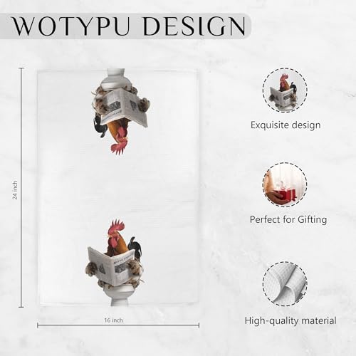 WOTYPU Chicken Hand Towels - 16x24 Inch Decorative Towels for Kitchen & Bathroom