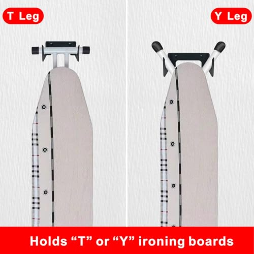 Wall-Mounted Ironing Board Holder - Space-Saving Design in Black
