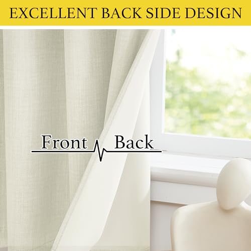 NICETOWN Faux Linen Blackout Curtains - 52" x 24" Short Window Panels, 2 Pk
