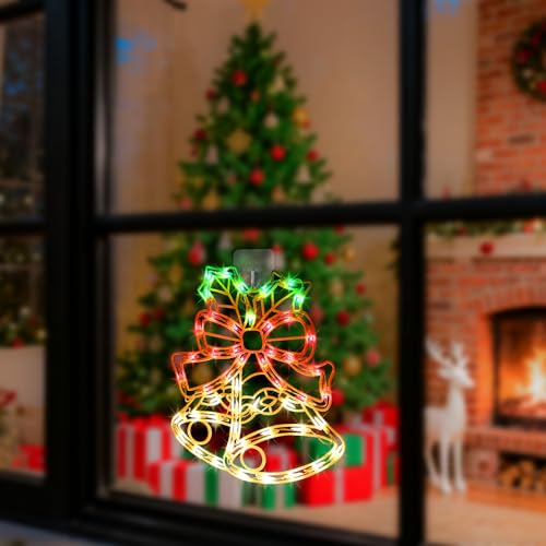 15-Inch Christmas Bell Light with Hanging Suction Cup for Holiday Decor