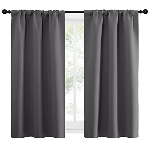 NICETOWN Grey Blackout Curtains - 34"W x 54"L Rod Pocket Drapes (2 Panels)