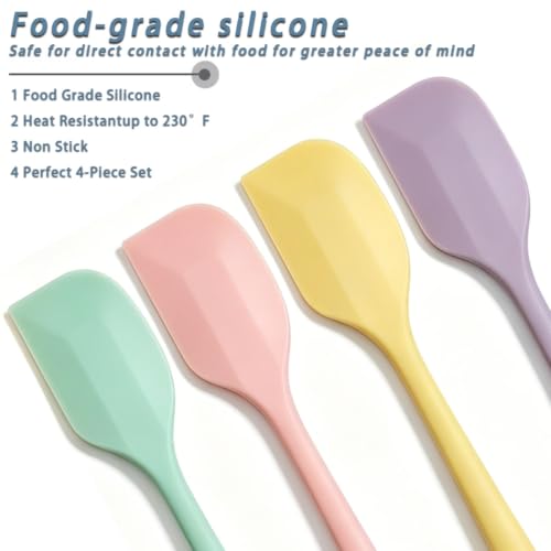LEKAYIHU Mini Silicone Spatulas - 4 Pack, Heat Resistant, Non-Stick