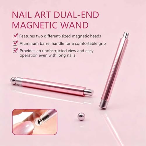 NIQZOPA 3-in-1 Cat Eye Magnet Nail Art Tool - Double-Head Strong Magnetic Pen for Gel Polish
