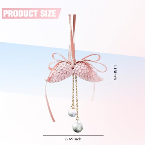 Angel Wings Car Hanging Ornament – Cute Pink Rear View Mirror Charm