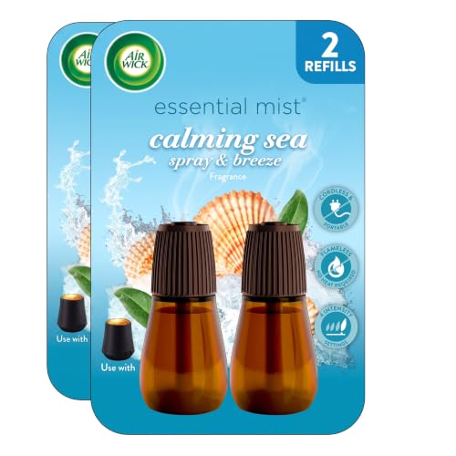 Air Wick Essential Mist Refill Calming Sea Spray & Breeze Ocean 0.67 Fl Oz Pack of 4 – Twin Set