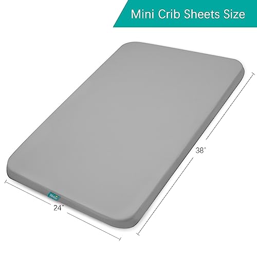 Biloban Waterproof Mini Crib Sheets - Soft Jersey Fitted, 2-Pack