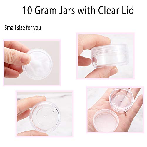 10 Gram Plastic Sample Containers with Lids, 10 Pack BPA Free Clear Travel Jars