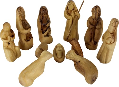 6 Inch Olive Wood Nativity Scene - Hand-Carved Bethlehem Christmas Decor
