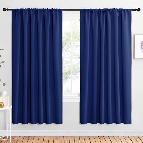 NICETOWN Blackout Curtains - 62x72 Inch Rod Pocket Drapes, Royal Blue (2 Panels)