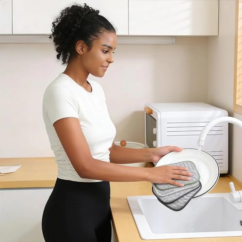 Double-Sided Non-Scratch Wire Dishcloths - 5 Pack Kitchen Scrubbing Rags