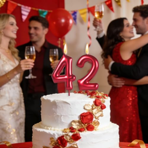 Red Number 8 Birthday Candle - 8th Birthday Cake Topper Decoration