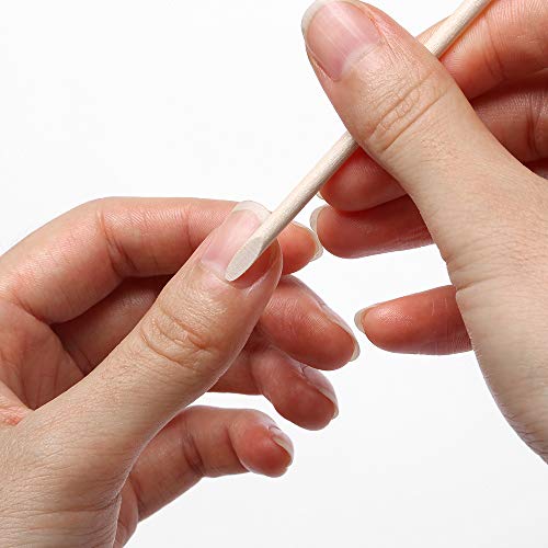 Borogo 100 Pcs Orange Wood Nail Sticks Double Sided Cuticle Pusher
