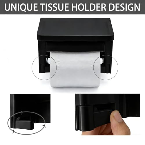 Matte Black Toilet Paper Holder with Shelf and Cutting Function
