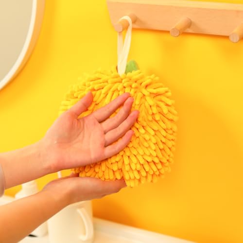 Tyrafry Chenille Hand Towel - Soft Absorbent Hanging Towel, Persimmon 7x7"