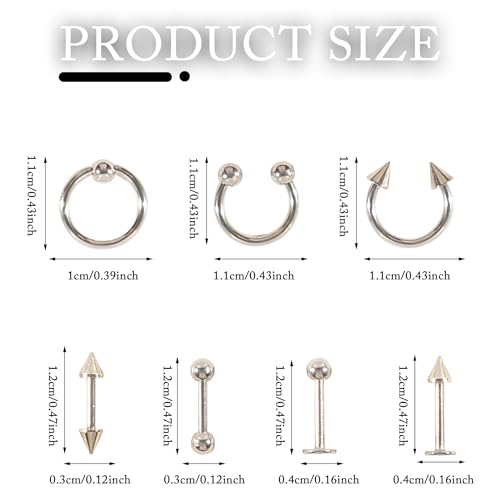 Punk Nail Charms Set - 14 Tungsten Carbide Studs & Rings