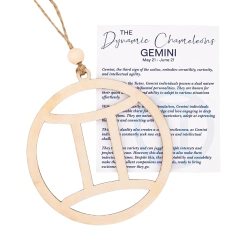 Gemini Zodiac Wooden Ornament with Card - Unique Gift Idea