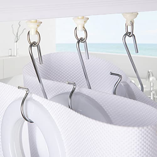 Jetec Shower Curtain Track Gliders and Hooks Set, White, 60-Piece Pack