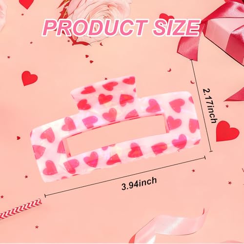 Esitrormi 3-Pack Pink Heart Hair Claw Clips for Thick and Thin Hair