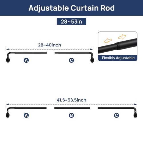 EnjoyBasics Wrap Around Curtain Rod 28-53" Black - Quick Release