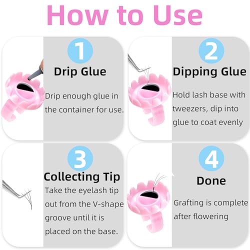 100 Pcs Disposable Lash Glue Rings for Eyelash Extensions - Pink
