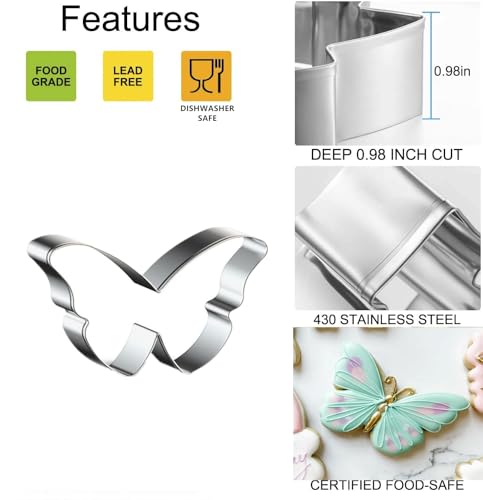 Butterfly Cookie Cutters Set - 3 Stainless Steel Baking Molds for Spring & Holidays