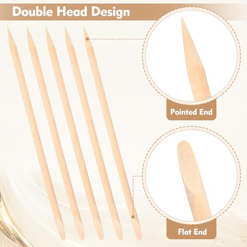 AHIER Orange Wood Sticks for Nails 50 Pcs - Double Sided Cuticle Pusher