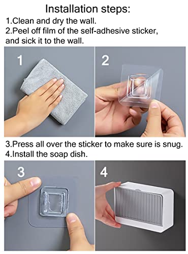 2 Pack Wall-Mounted Soap Holder for Shower - Adhesive Dust-Proof Soap Dish
