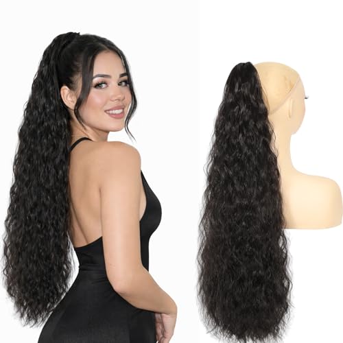 Hairovia Claw Clip Long Wavy Ponytail Extension 26 Inch Synthetic Hairpiece