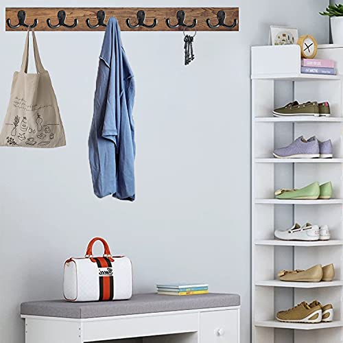 10pcs Black Heavy Duty Coat Hooks – Wall Mounted Double Robe Hooks