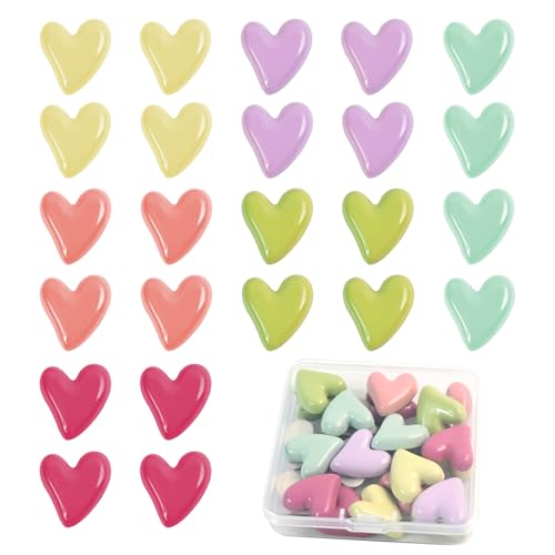 24pcs Multi Color Heart Fridge Magnets - Cute Decorative Set