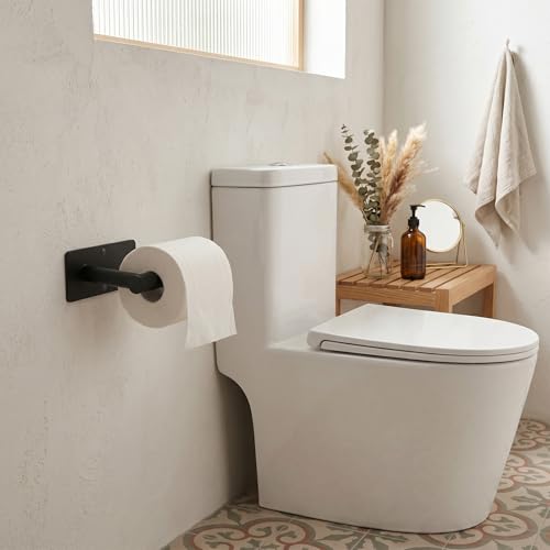 Black Toilet Paper Holder - Wall Mount, Adhesive or Screw Installation, Durable Stainless Steel