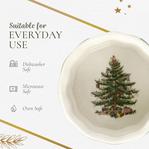 Set of 2 Christmas Tree Porcelain Ramekins - Holiday Dessert & Serving Bowls