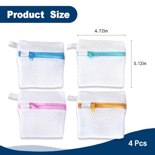 Reusable Laundry Pod Bags - 4 Pack Mesh Wash Bags with Zipper