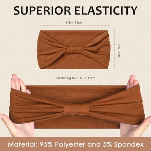 WantGor Wide Elastic Headbands for Women - 3 Pack Stretchy Knotted Sports Sweat Bands