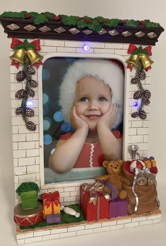 Christmas Light Up 5x7 Photo Frame - Holiday Resin Picture Frame with LED