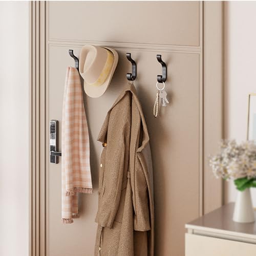 Bussdis Heavy Duty Wall-Mounted Coat Hooks - Black, 4 Pack Dual Hooks
