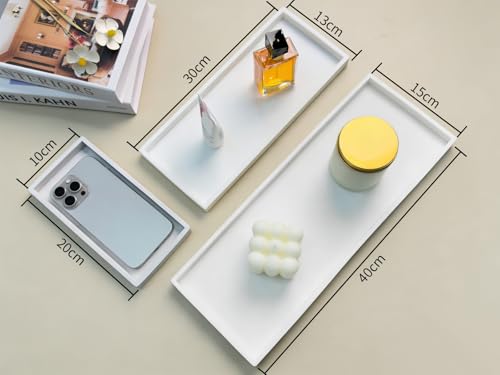 Marble Silicone Vanity Tray with Soap Dish - 7.9 x 3.9 inch Bathroom Organizer