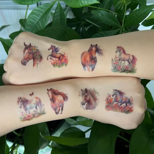 Gsraves Horse Temporary Tattoos for Kids - 60 Cute Waterproof Fake Tattoos