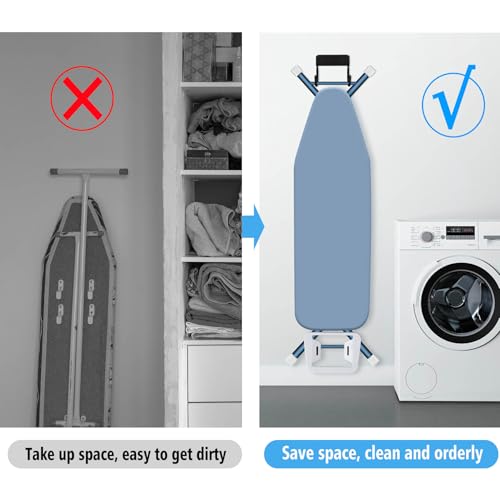 Pensino Wall-Mounted Ironing Board Holder - Black Organizer Rack