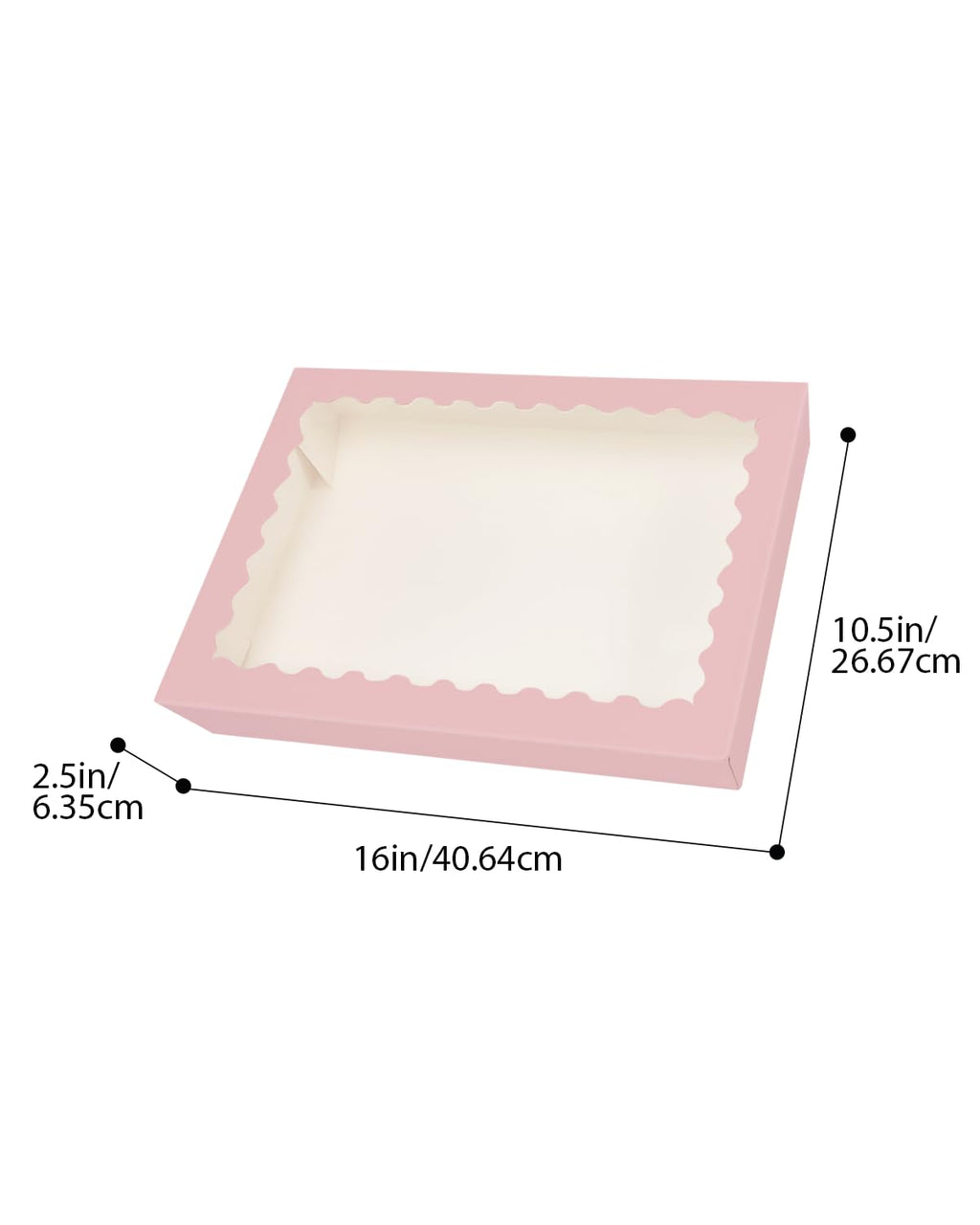 qiqee Auto-pop Up Pink Cookie Box with Window 16x10.5x2.5 Inch 24Pcs Bakery Pastry Macaron Bakery Box for Packaging