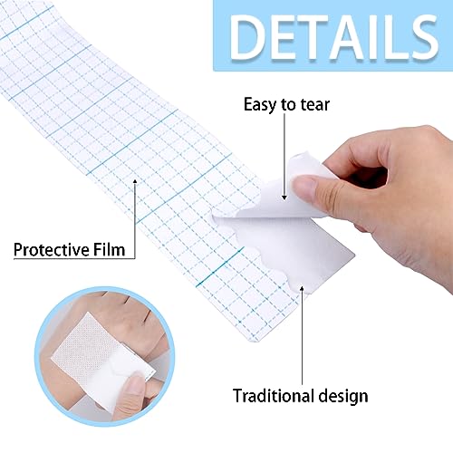 2 Rolls Non-Woven Cover Roll Stretch Tape 10.9 Yard Non-Woven Adhesive Bandages Breathable Bandage Tape(1.96 Inch, 3.14 Inch)