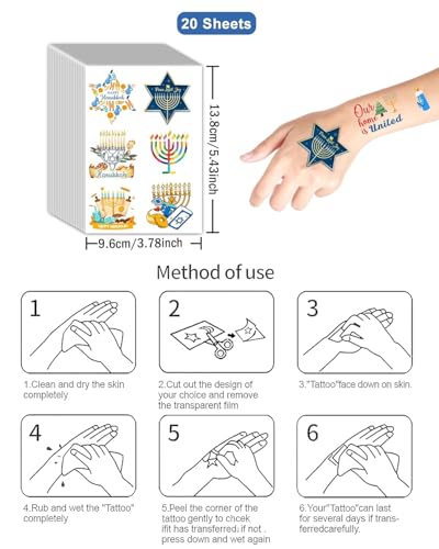 Merry Chrismukkah Temporary Tattoos - 188 Pcs Hanukkah & Christmas Party Favors