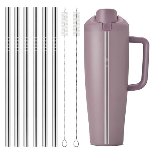 XZESH Stainless Steel Replacement Straws for Owala FreeSip 40oz (6-Pack)